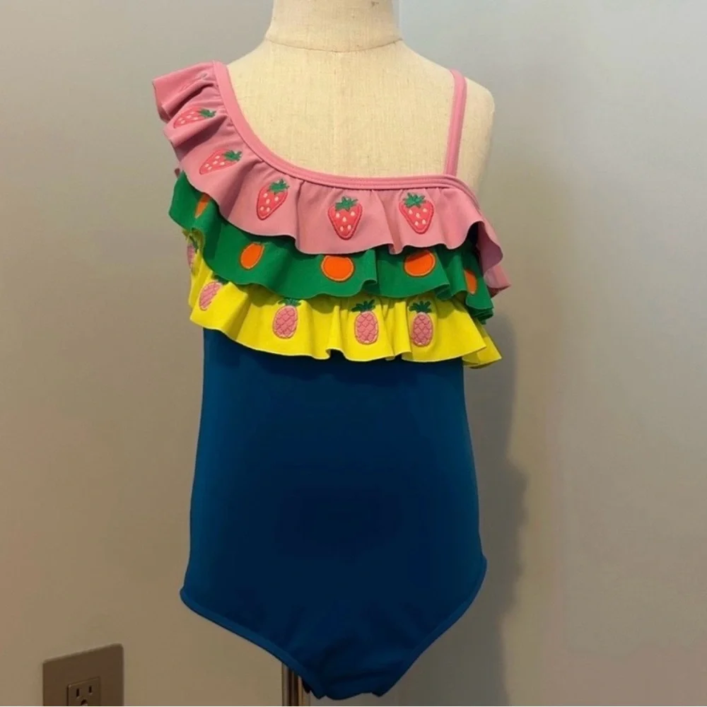 MINI BODEN GIRLS LILA ONE SHOULDER SWIMSUIT